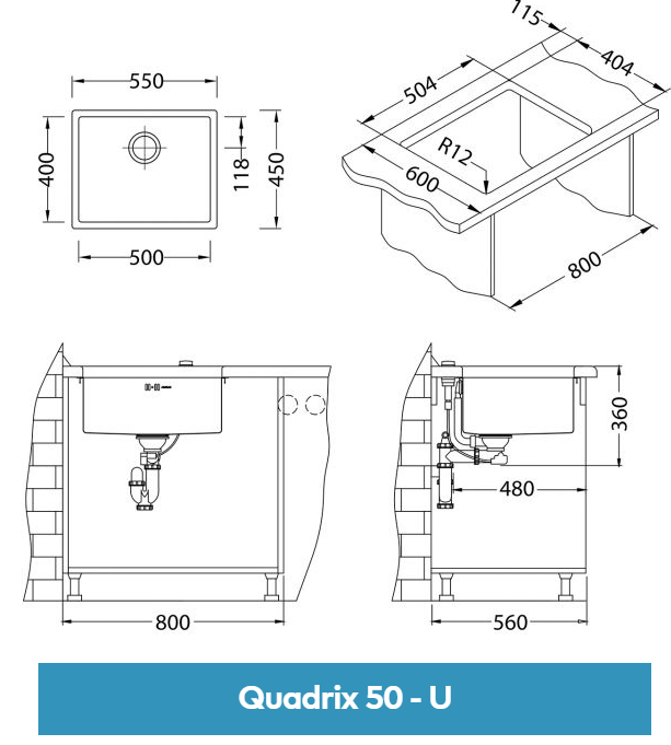 Alveus QUADRIX 50 BRS-90 550 X 450 X 199 (1102606)